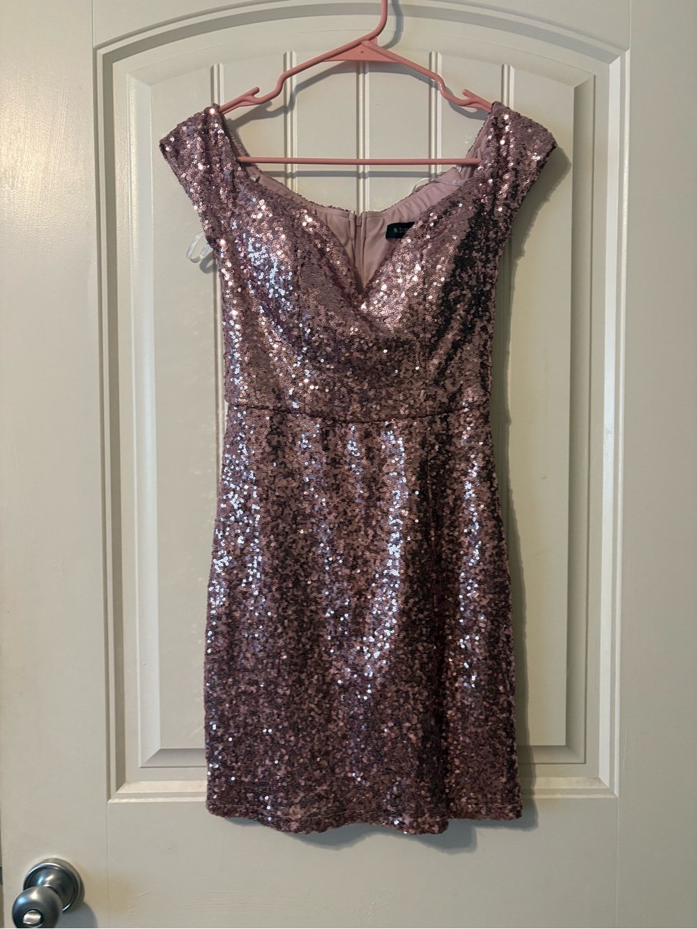 B Darlin Rose Sequin Off-Shoulder Mini Dress